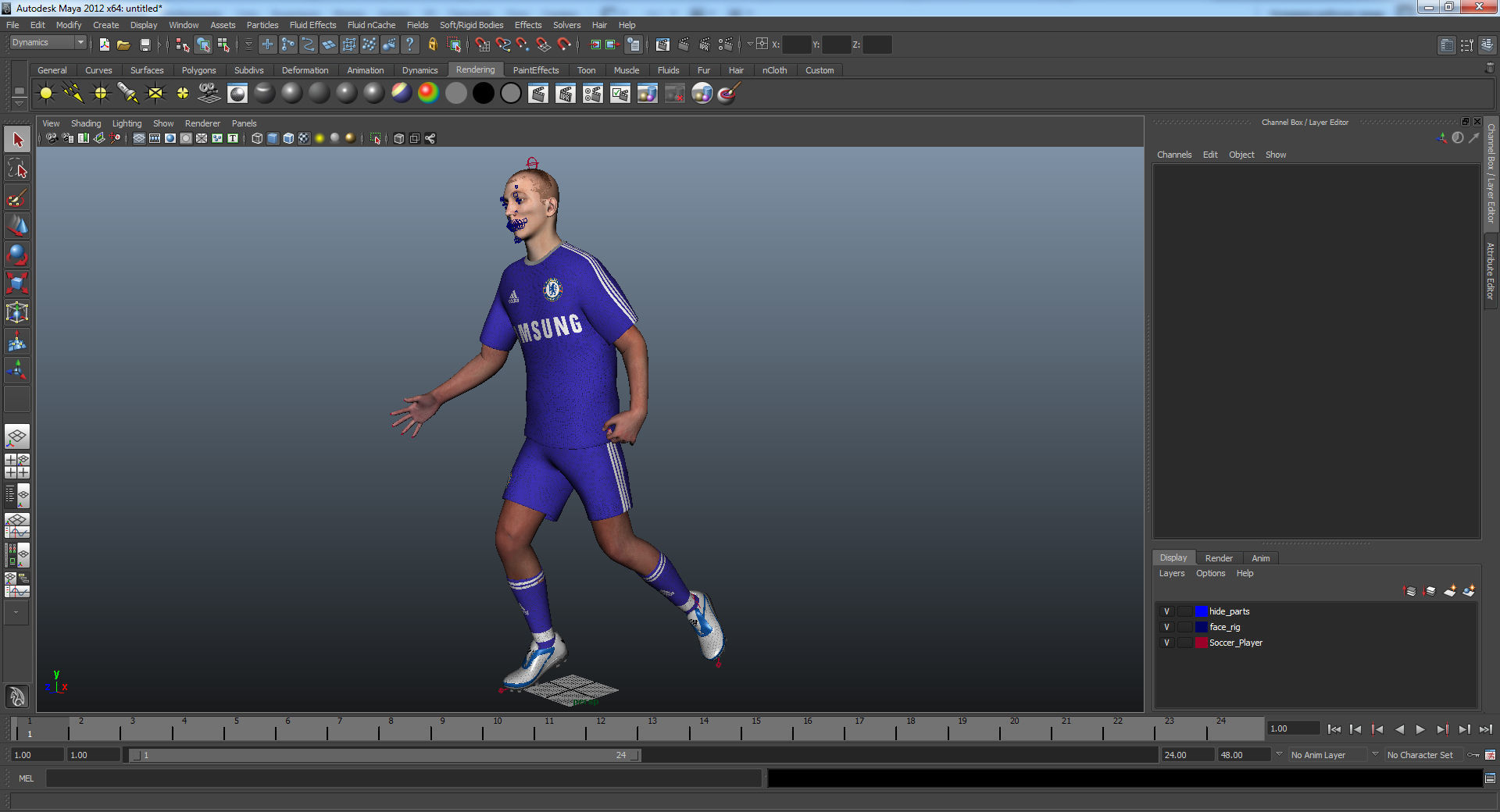 Soccer Player Chelsea Rigged 2 for Maya 3D model_31