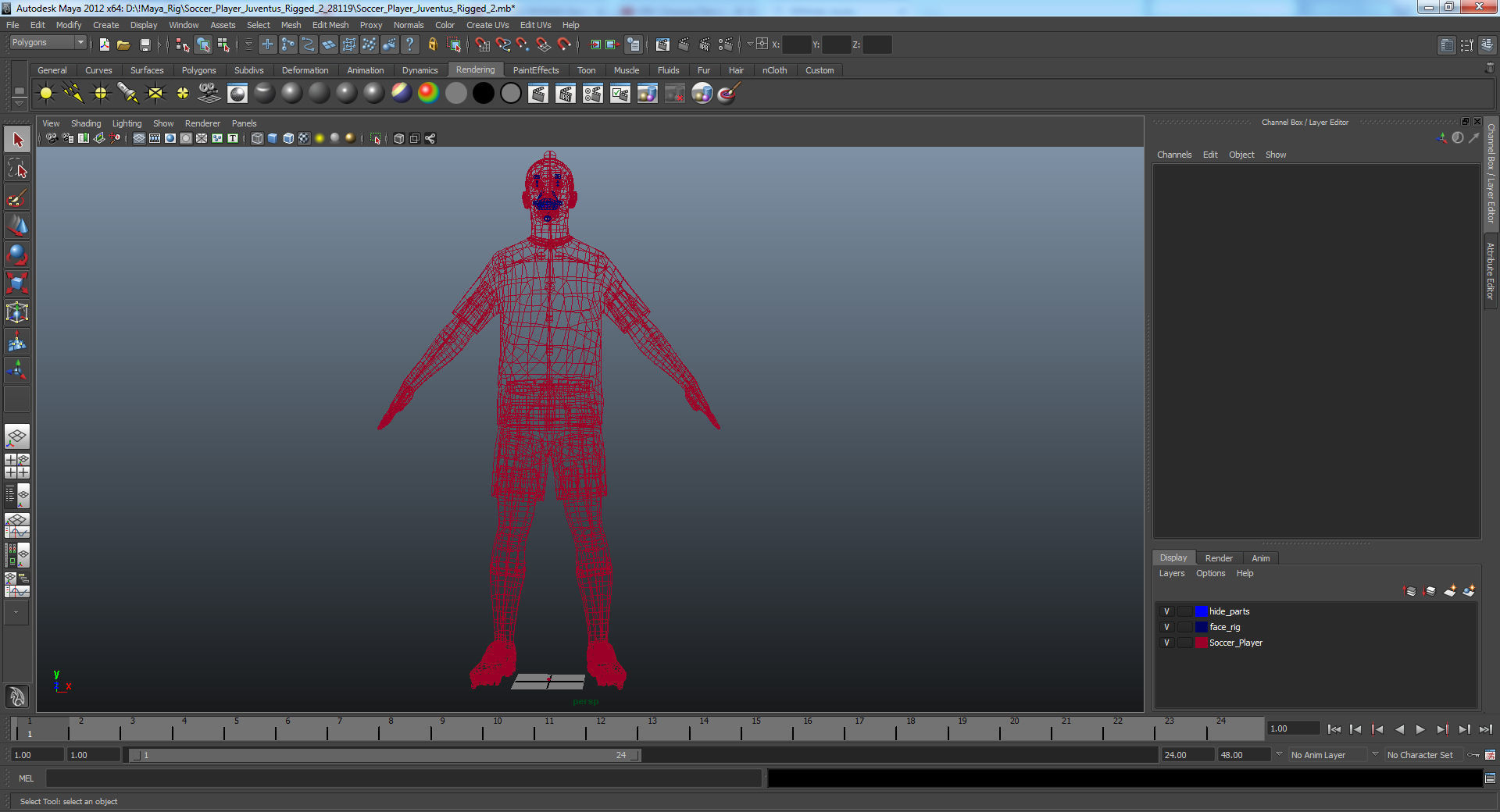 Soccer Player Chelsea Rigged 2 for Maya 3D model_29