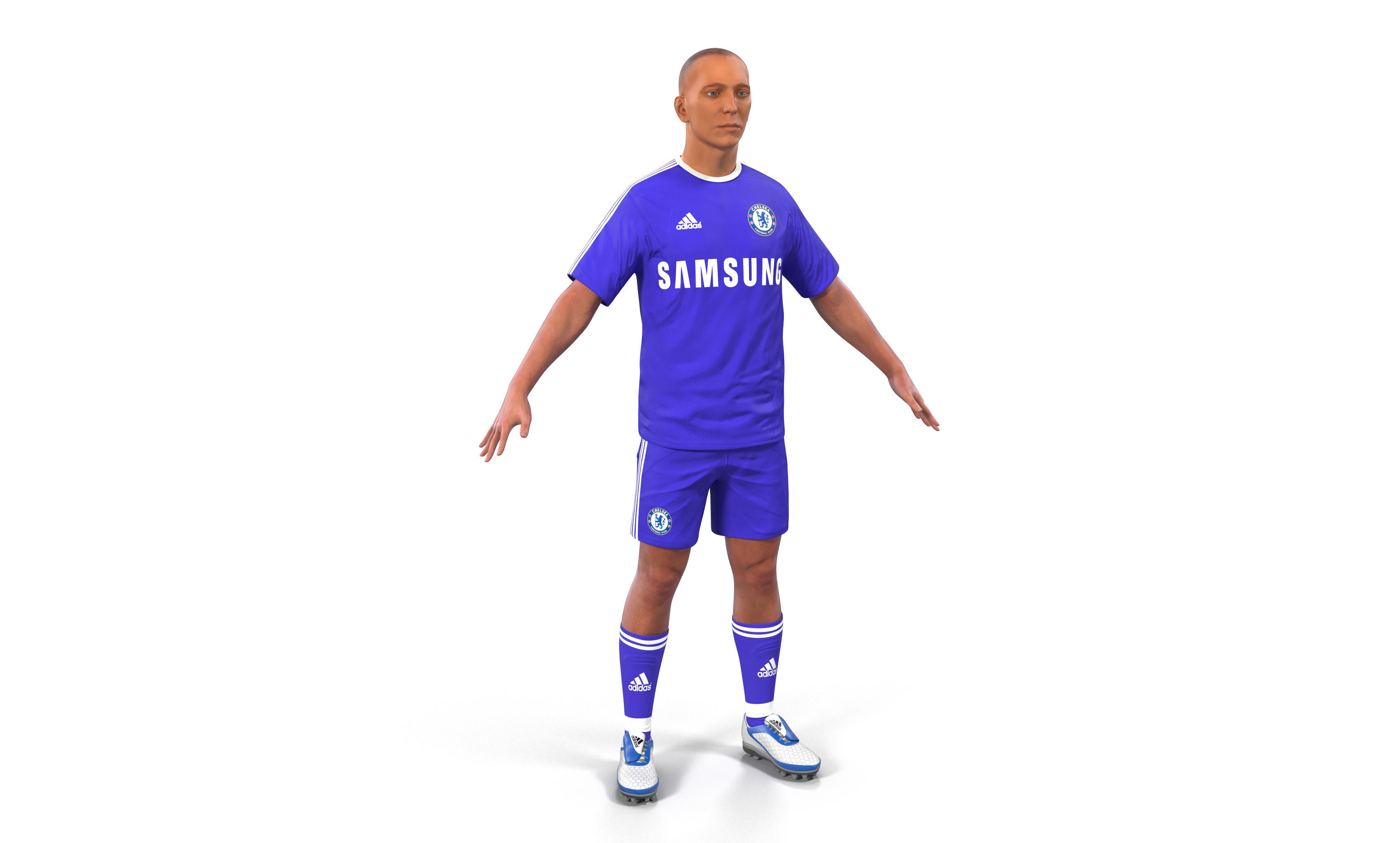 Soccer Player Chelsea Rigged 2 for Maya 3D model_5