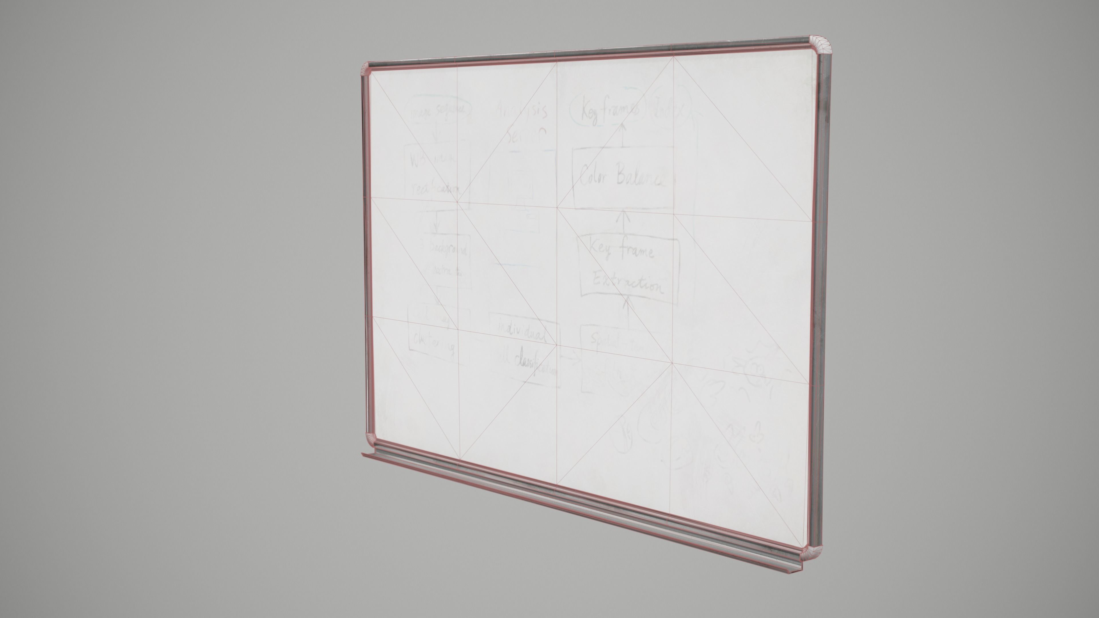 White Board Low-poly 3D model_6