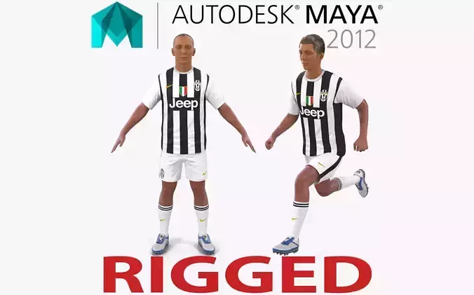 Soccer Player Juventus Rigged 2 for Maya