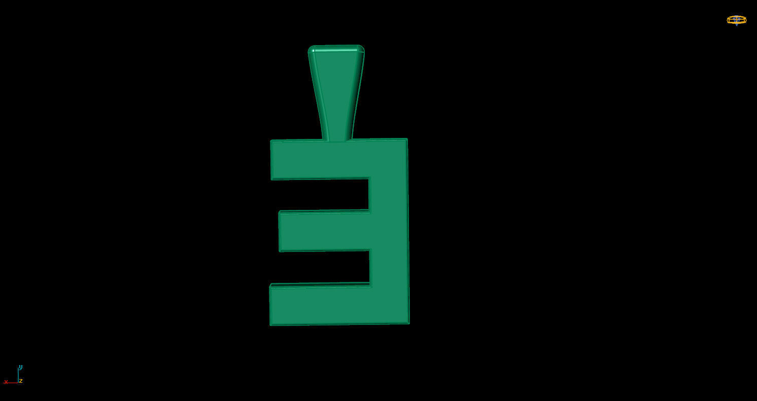 Pendant E letter with diamonds 3D print model_10