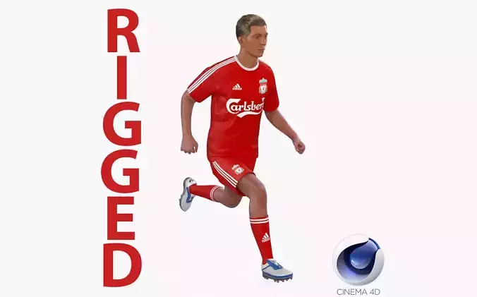 Soccer Player Liverpool Rigged for Cinema 4D