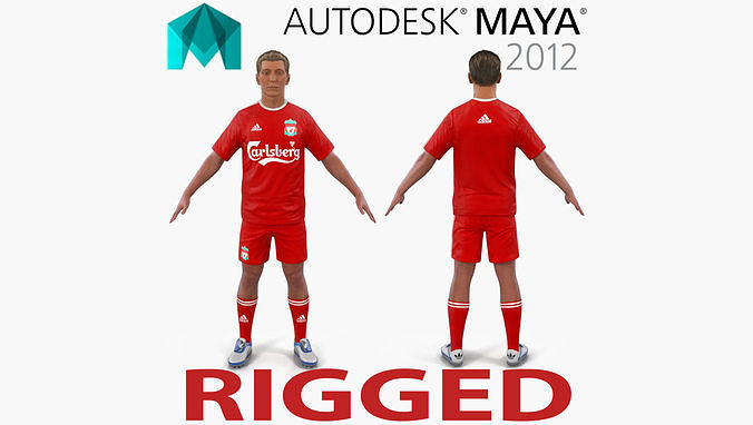 Soccer Player Liverpool Rigged for Maya 3D model