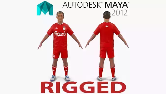 Soccer Player Liverpool Rigged for Maya 3D model