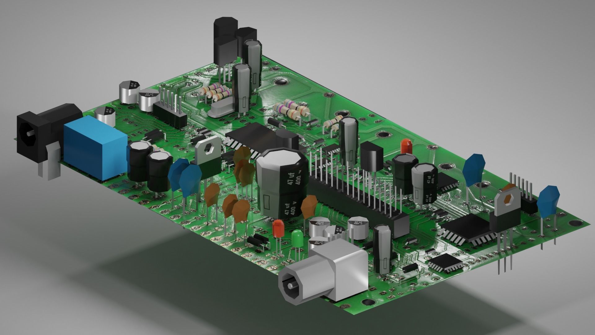 Circuit Board Low-poly 3D model_5