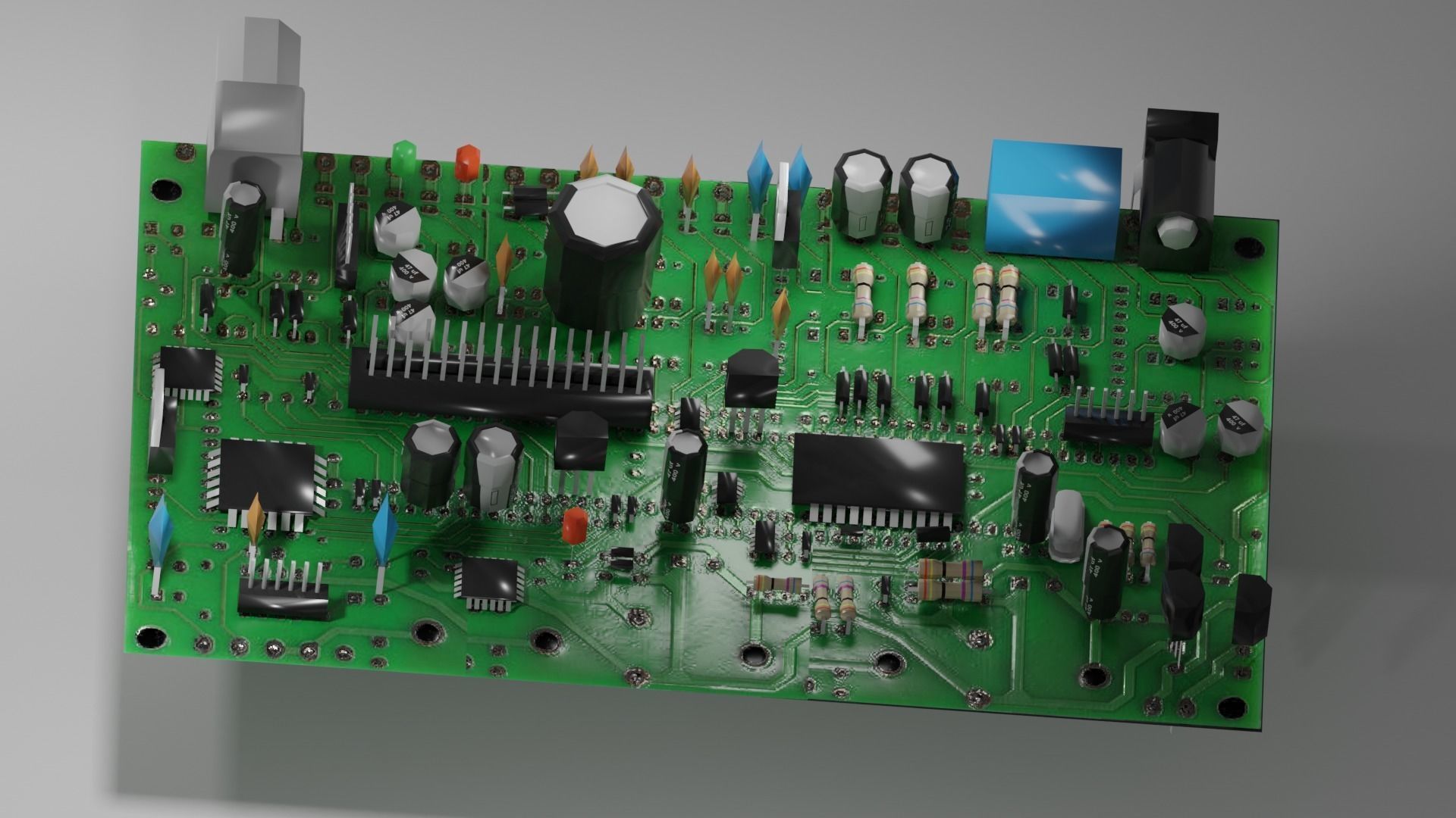 Circuit Board Low-poly 3D model_4