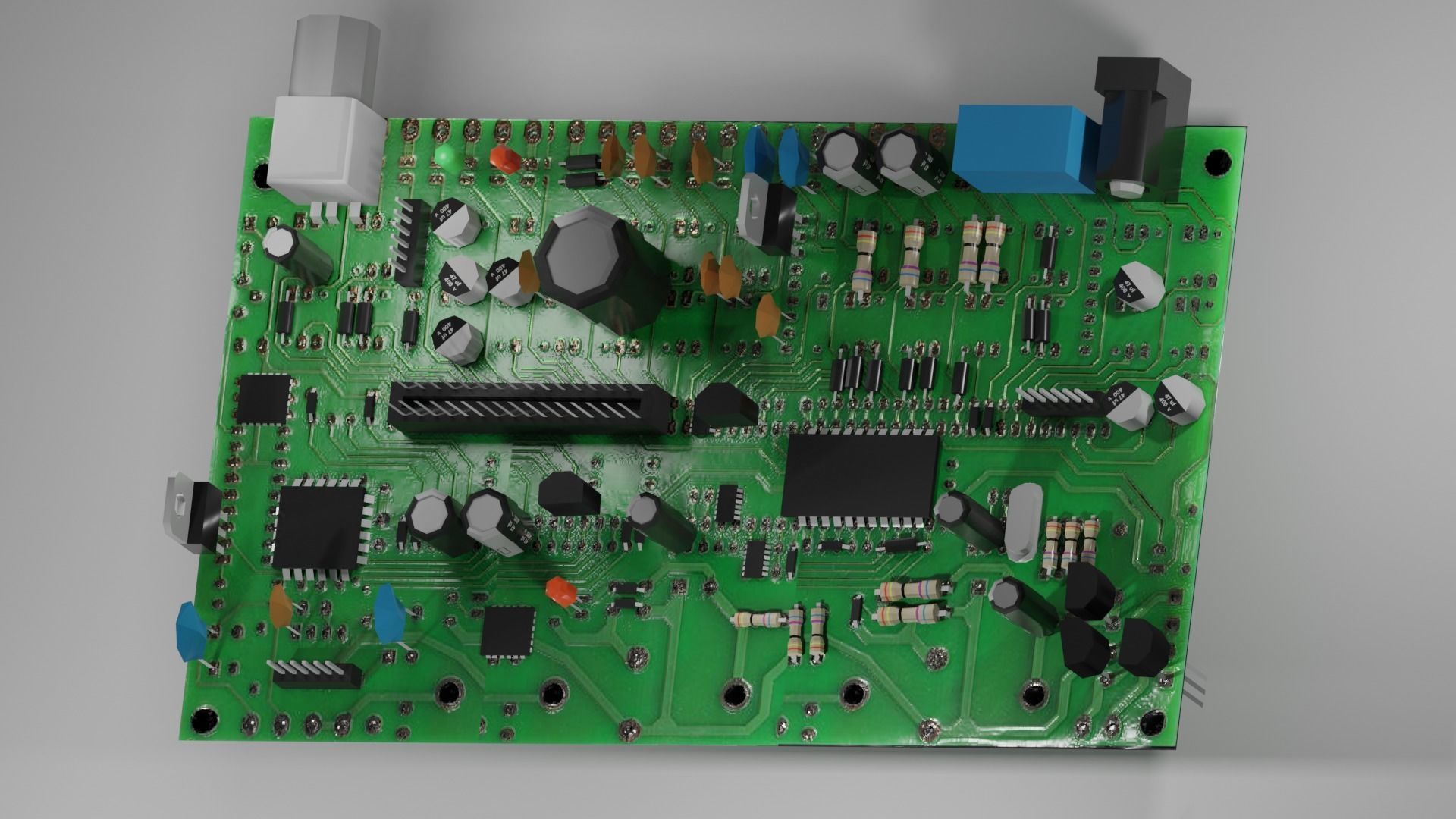 Circuit Board Low-poly 3D model_2