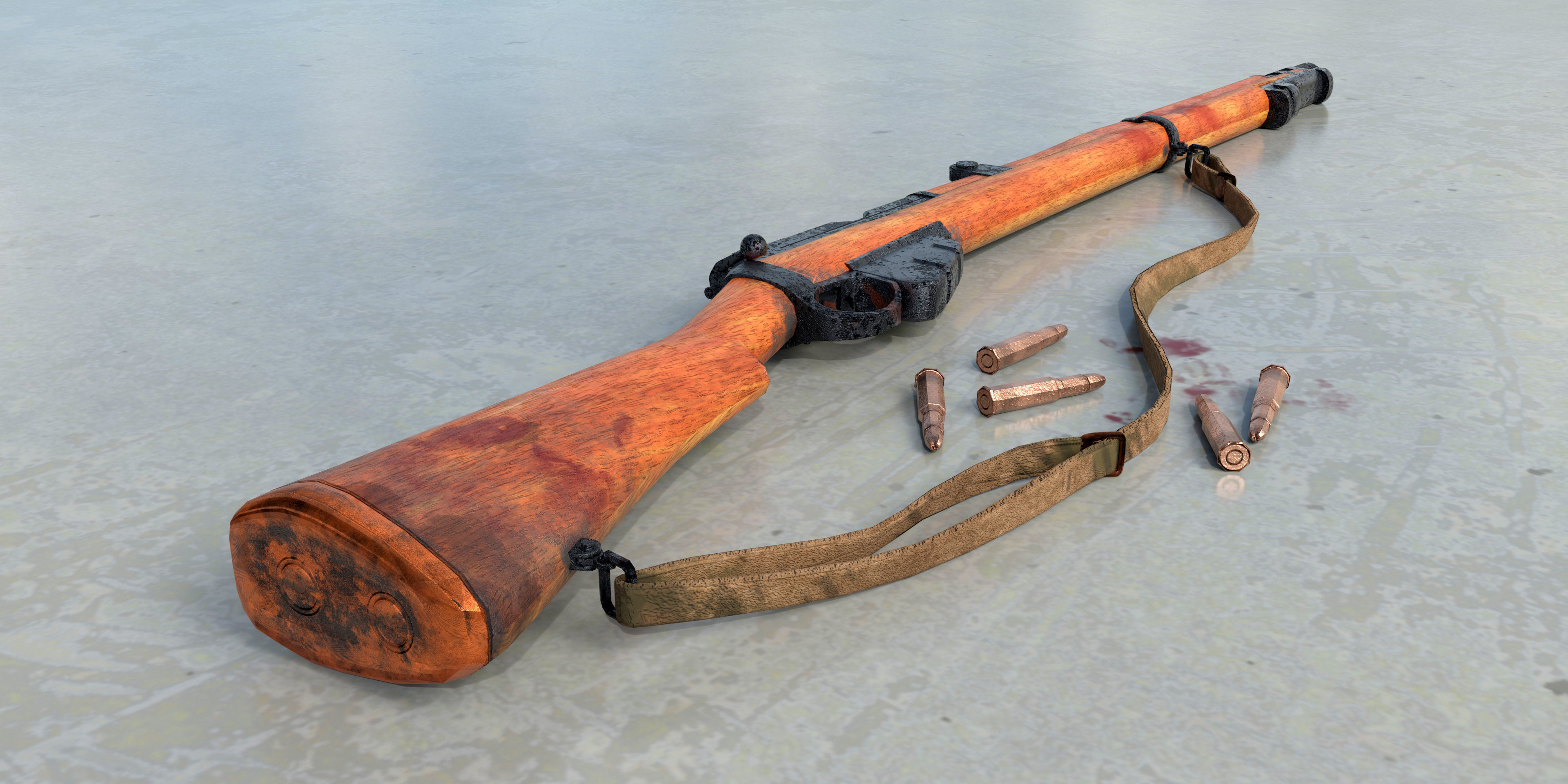 Lee-Enfield Rifle Low-poly 3D model_1
