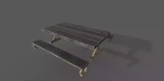 Square table picnic medieval quality Low-poly 3D model