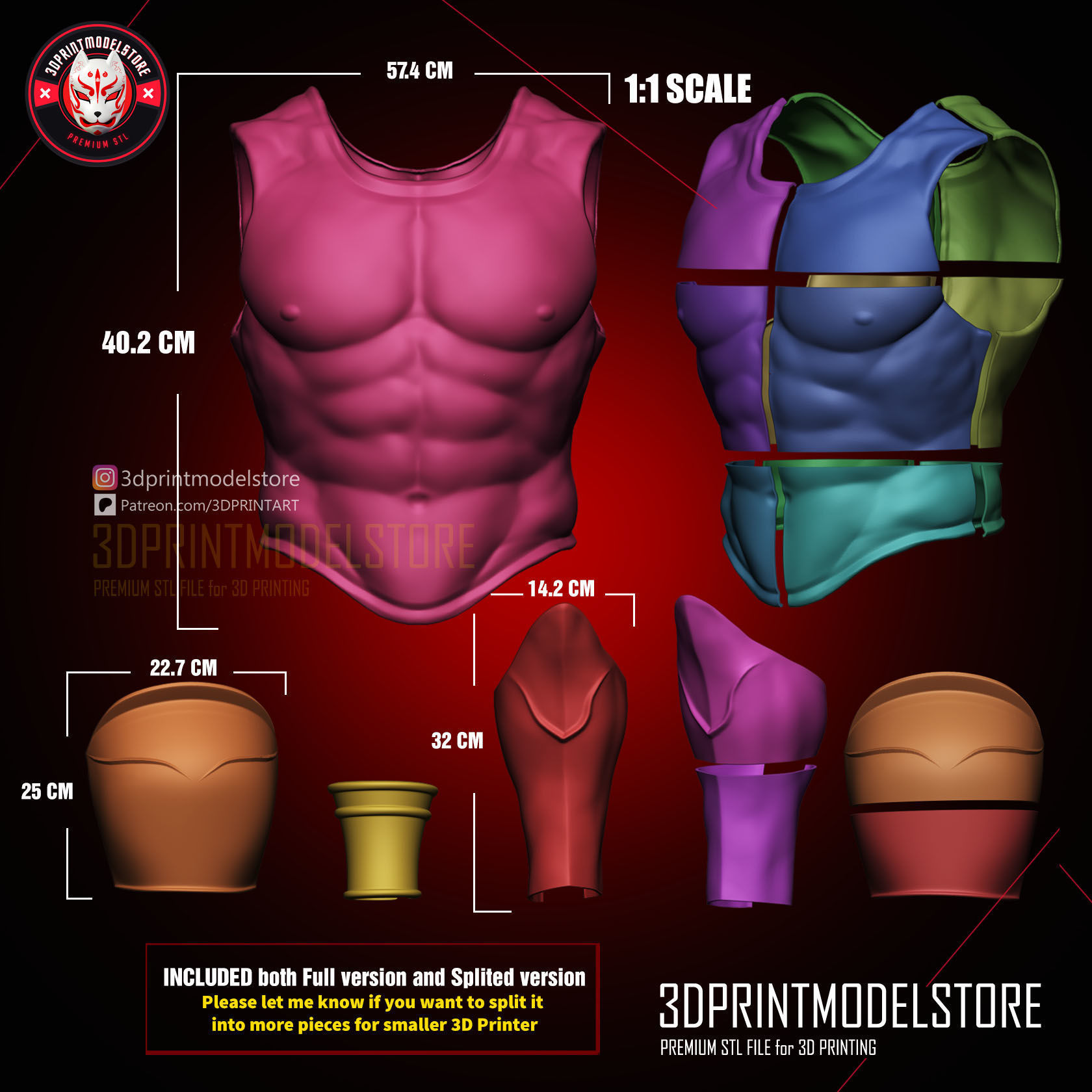 Larp Armor - Classical Tiger Roman Muscle Armor Set Cosplay 3D print model_6