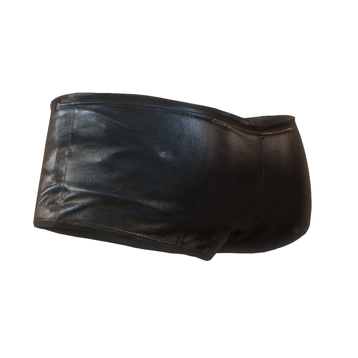 Mini shorts in black leather Low-poly 3D model_4