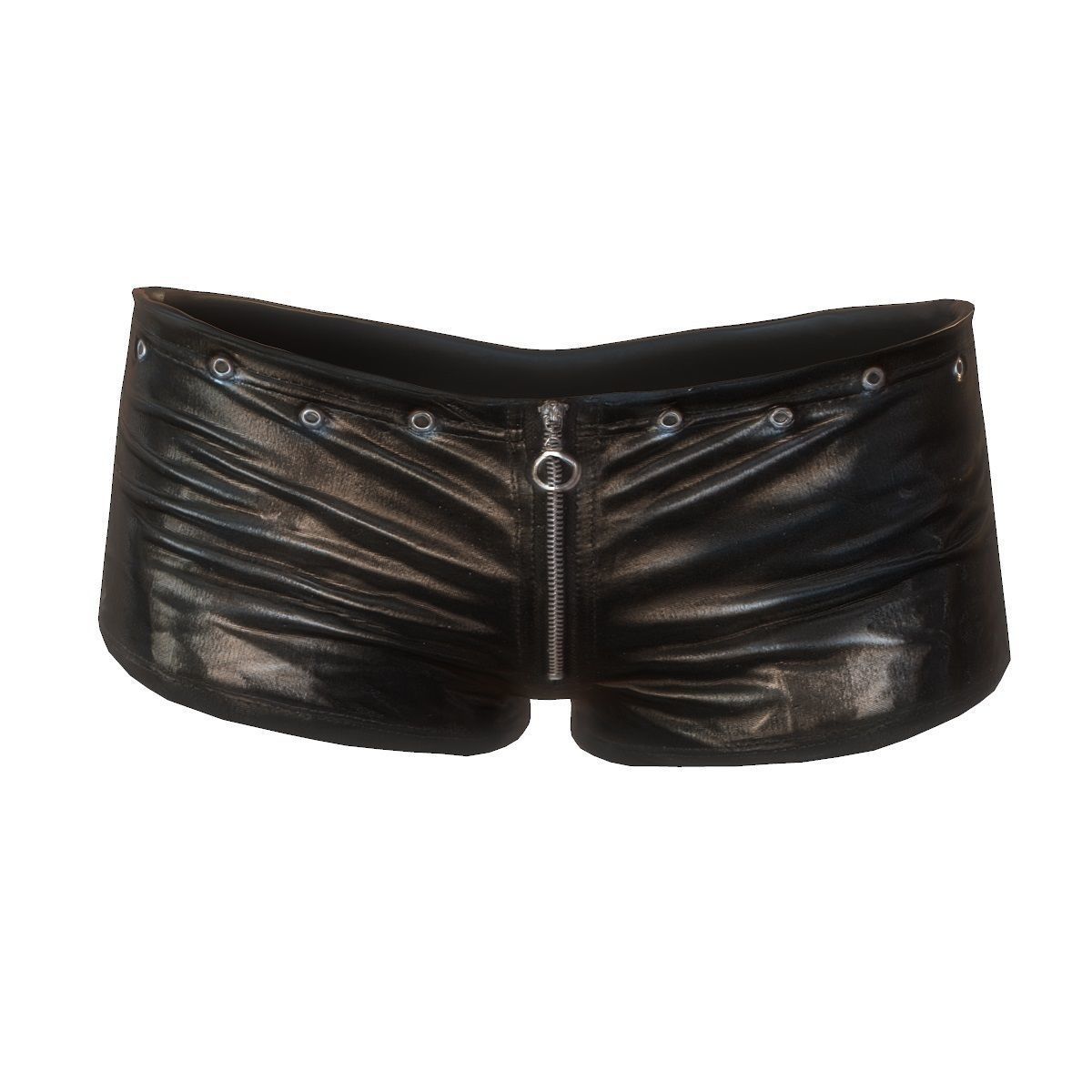 Mini shorts in black leather Low-poly 3D model_2