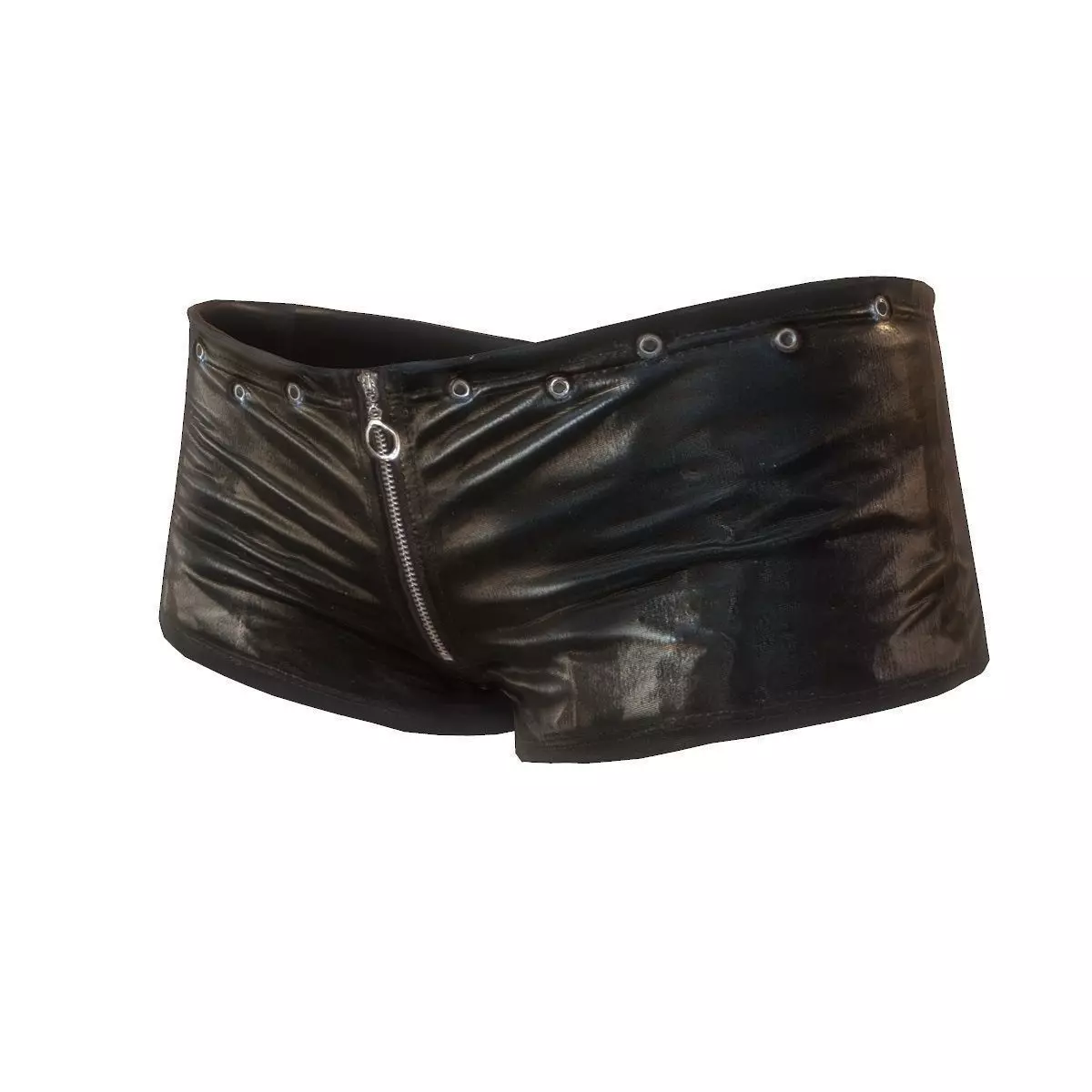 Mini shorts in black leather Low-poly 3D model_0