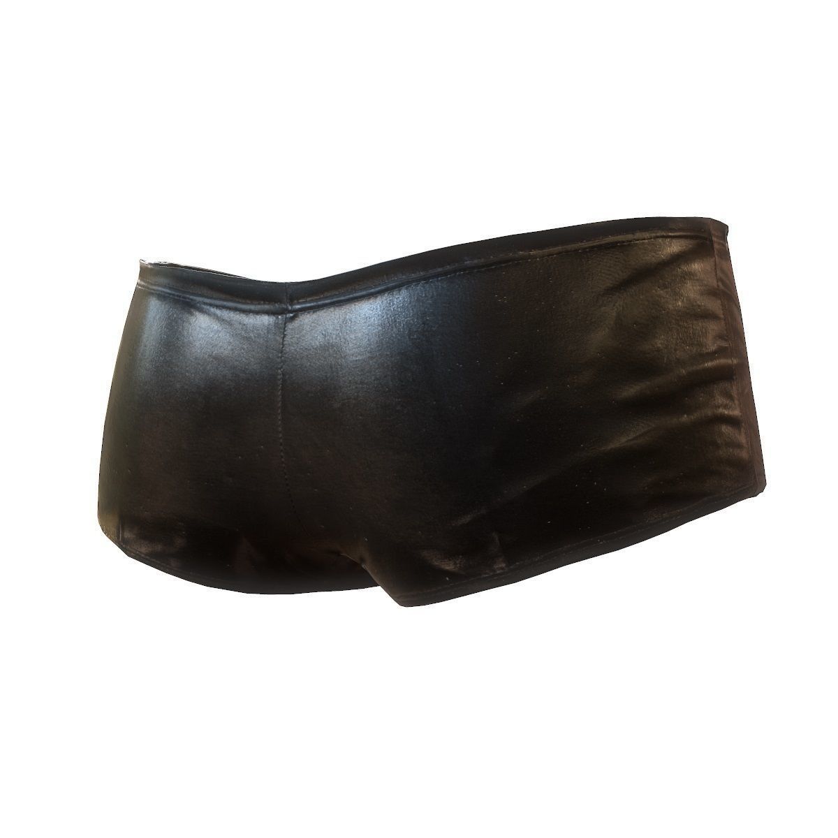 Mini shorts in black leather Low-poly 3D model_3