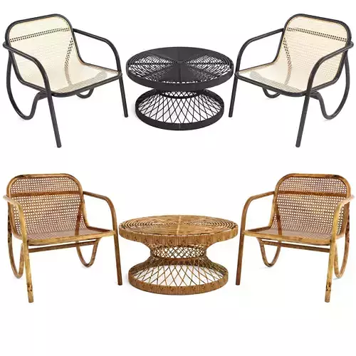 2 sets Table Coffee Chair N200 Safavieh Wiener GTV  3D model