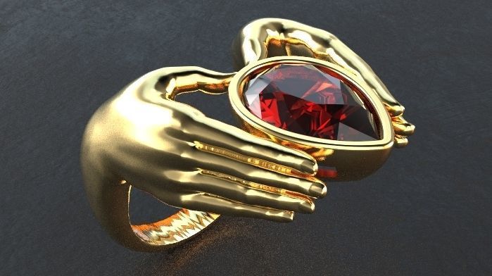 hand pear ring Silver Gold  Print 3D print model_5