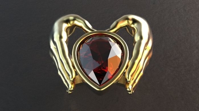 hand pear ring Silver Gold  Print 3D print model_4