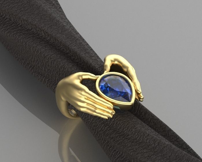 hand pear ring Silver Gold  Print 3D print model_1