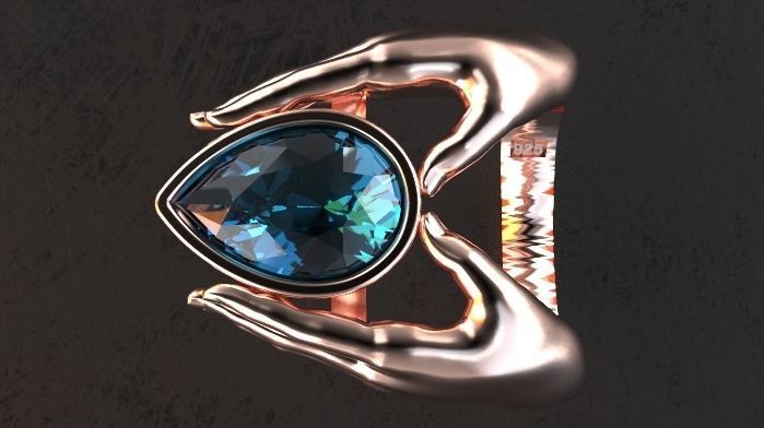 hand pear ring Silver Gold  Print 3D print model_6