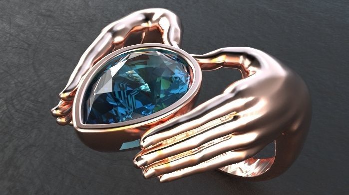 hand pear ring Silver Gold  Print 3D print model_3