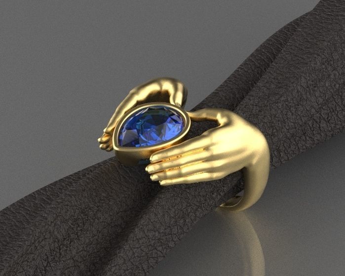 hand pear ring Silver Gold  Print 3D print model_2