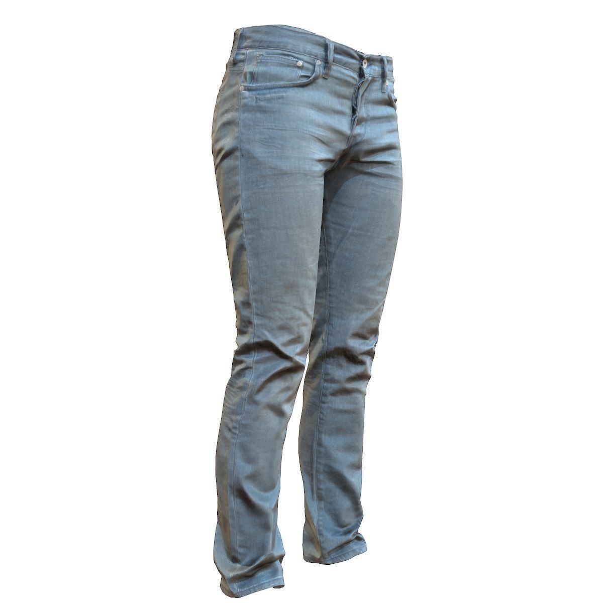 Blue Jeans Pants Low-poly 3D model_3