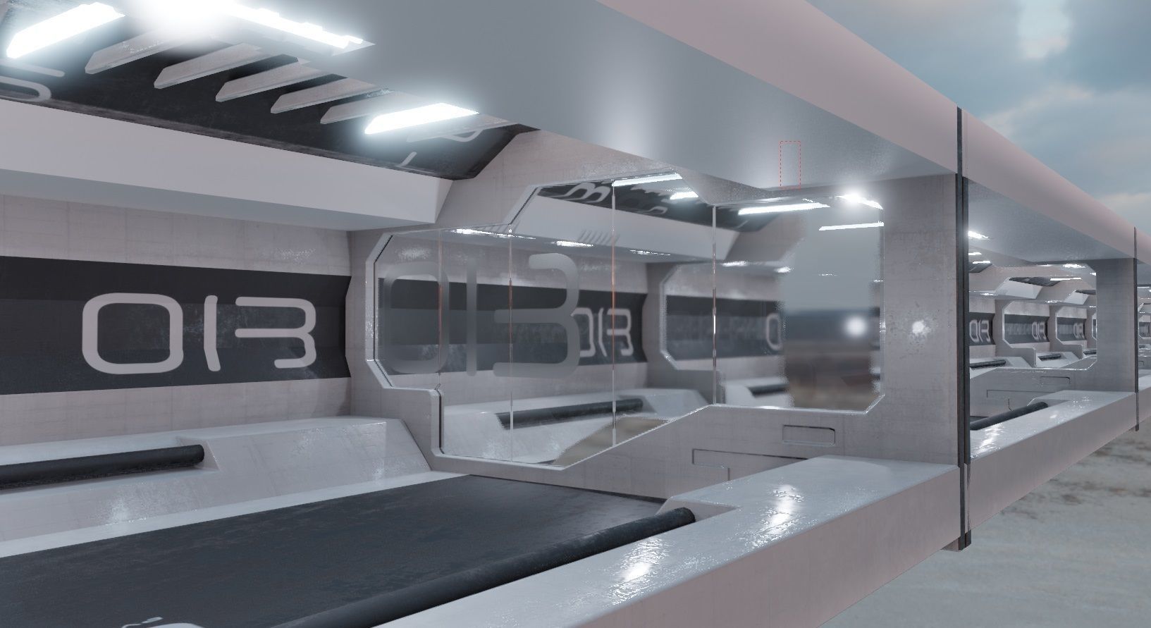 sci-fi laboratory tunnel  3D model_6