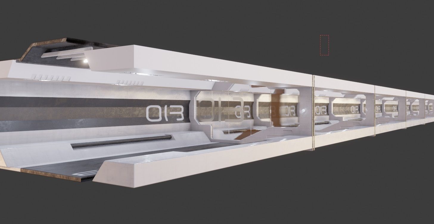 sci-fi laboratory tunnel  3D model_5