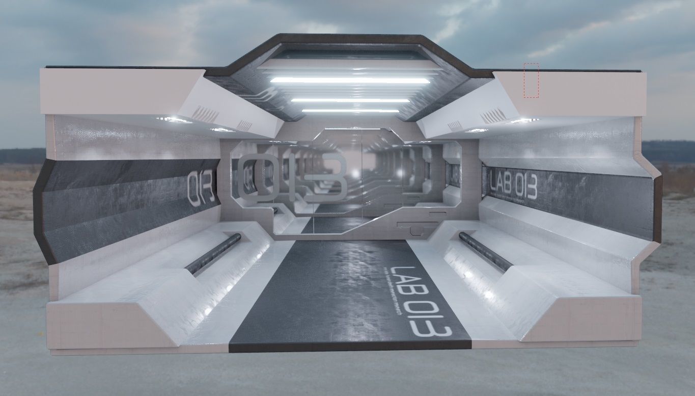 sci-fi laboratory tunnel  3D model_4