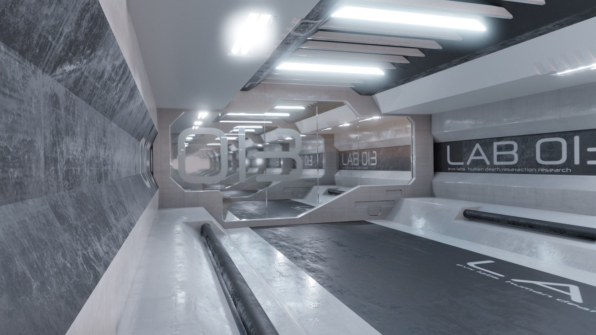 sci-fi laboratory tunnel  3D model_8