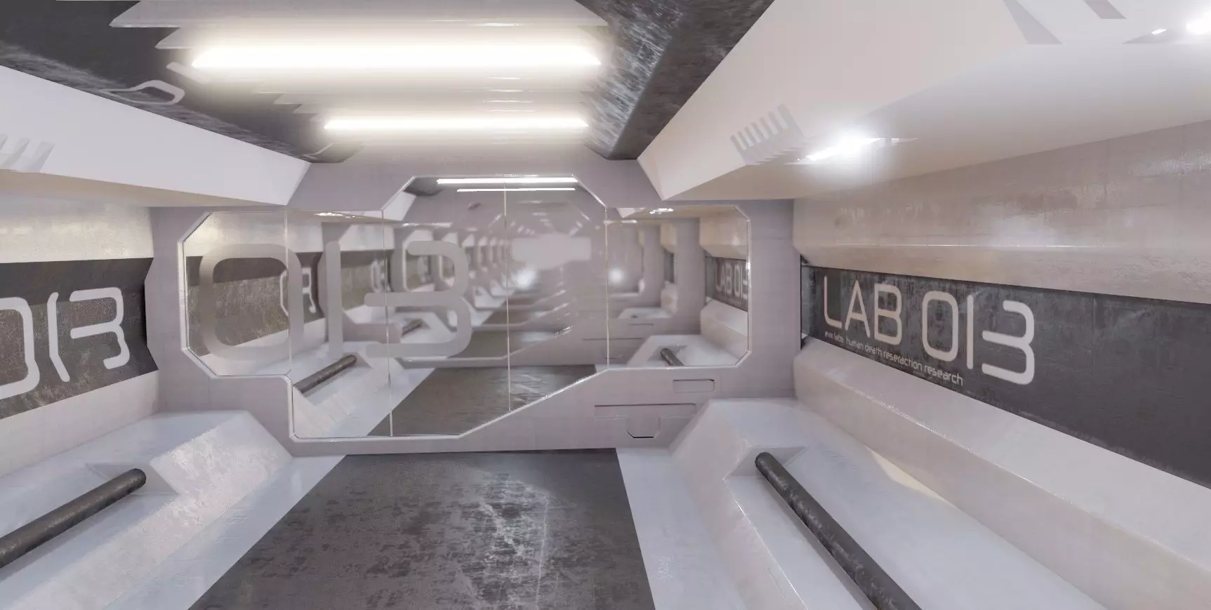 sci-fi laboratory tunnel  3D model_0