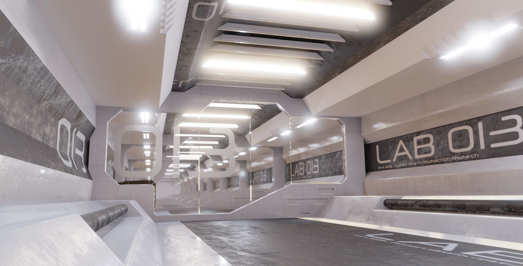 sci-fi laboratory tunnel  3D model_1