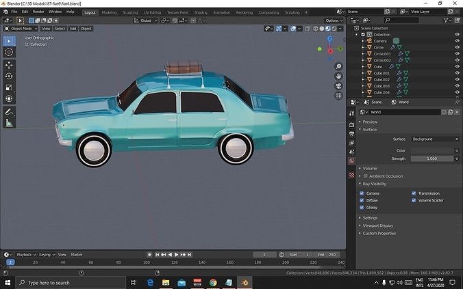 low-poly 3D model car in software Low-poly 3D model