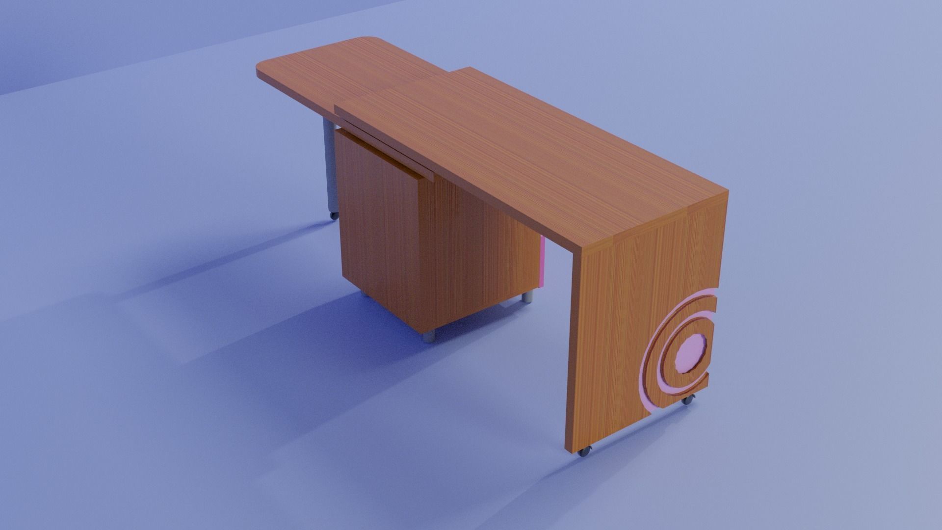 L Desk Table - Wood Unique Style Desk Low-poly 3D model_3