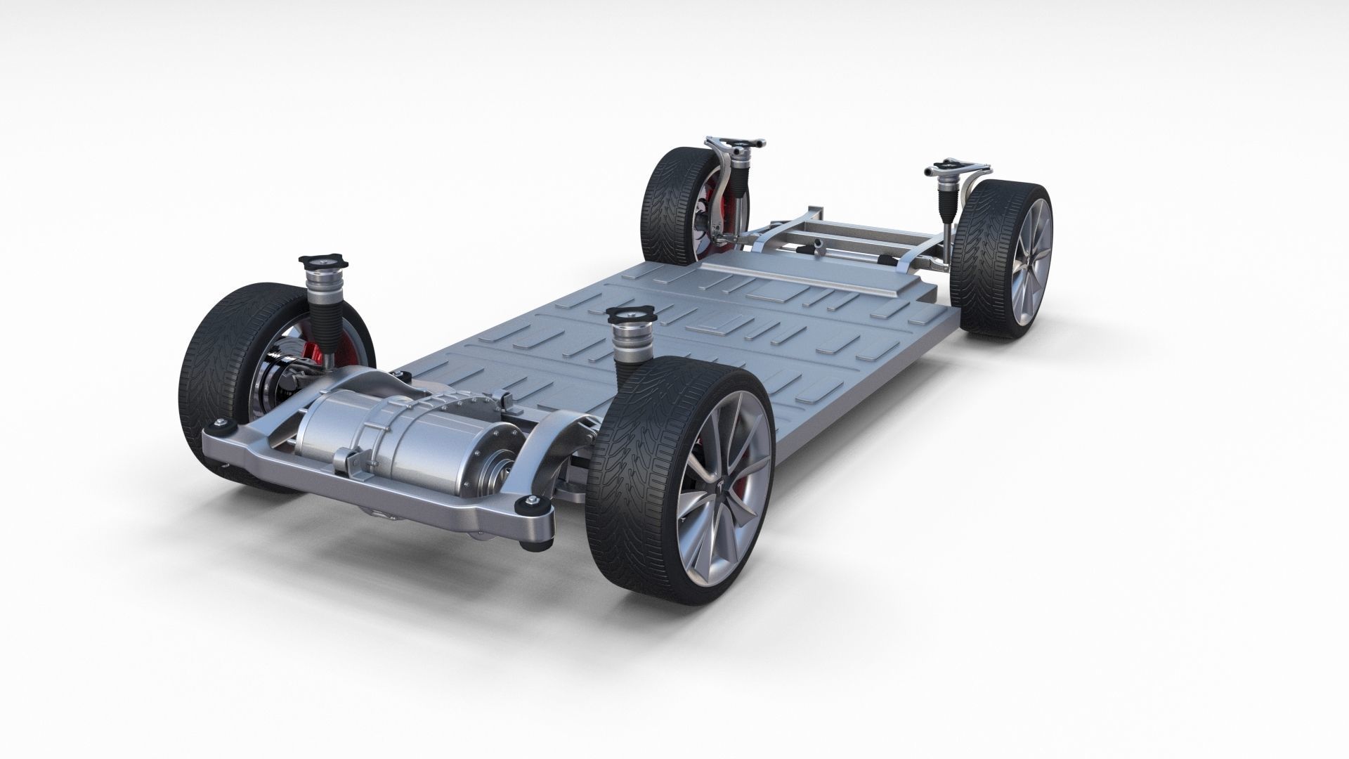 Tesla Model 3 with Chassis Blue 3D model_11