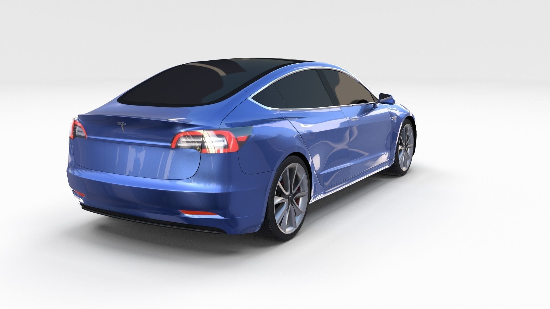 Tesla Model 3 with Chassis Blue 3D model_3
