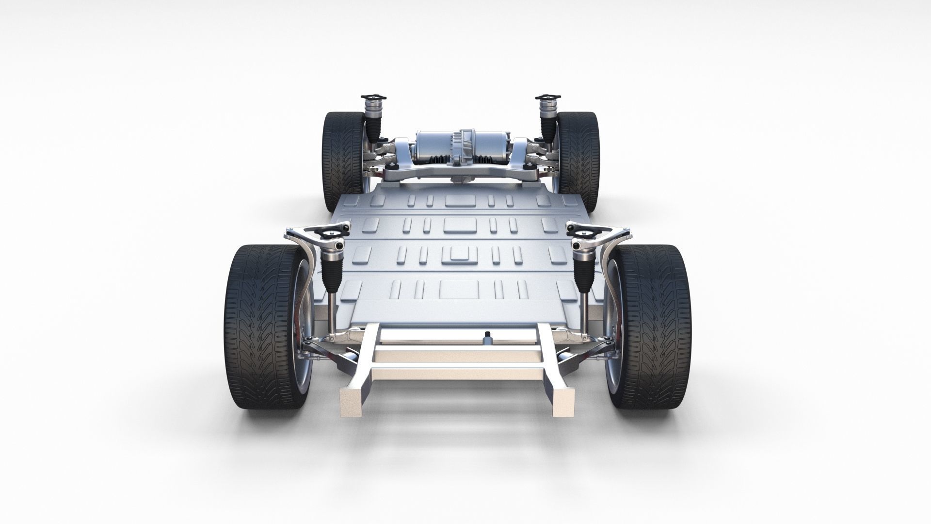 Tesla Model 3 with Chassis Blue 3D model_10