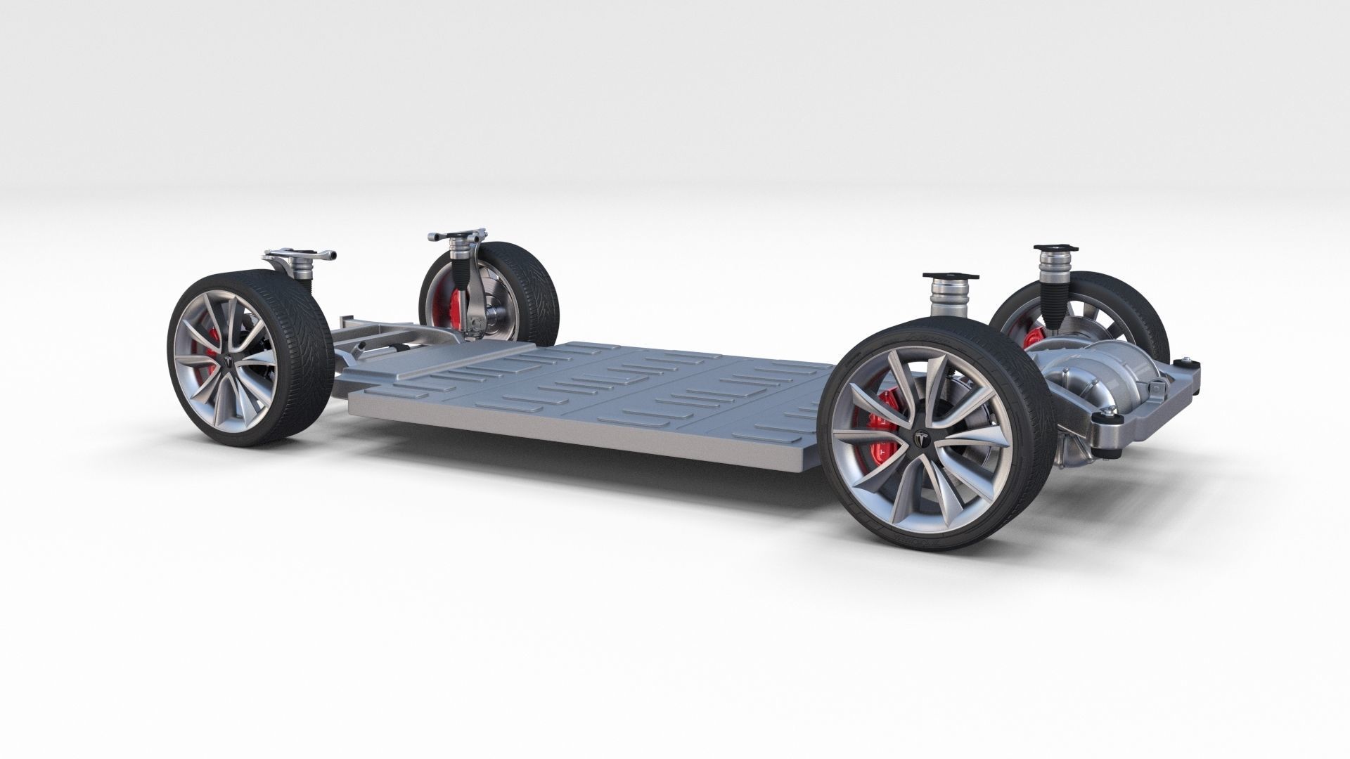 Tesla Model 3 with Chassis Blue 3D model_9