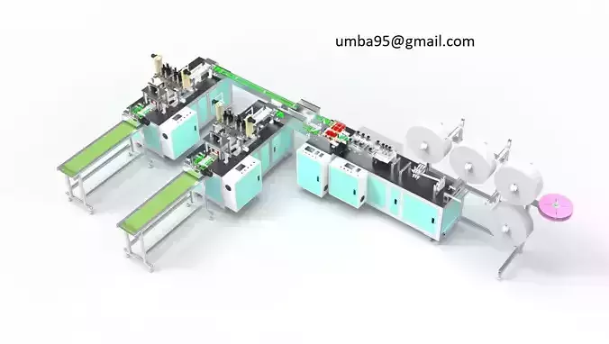 Surgical mask production line 3D model