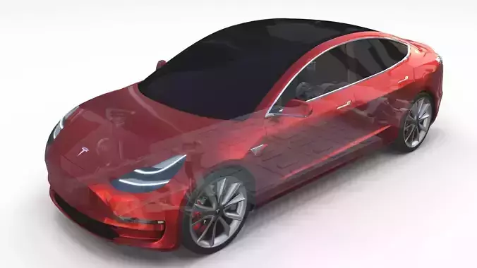 Tesla Model 3 with Chassis Red