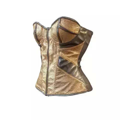 Golden corset with leather details