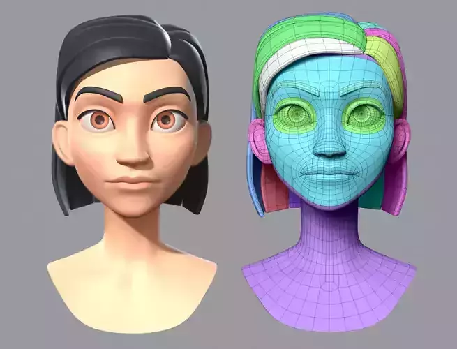 Cartoon woman base mesh Low-poly 3D model