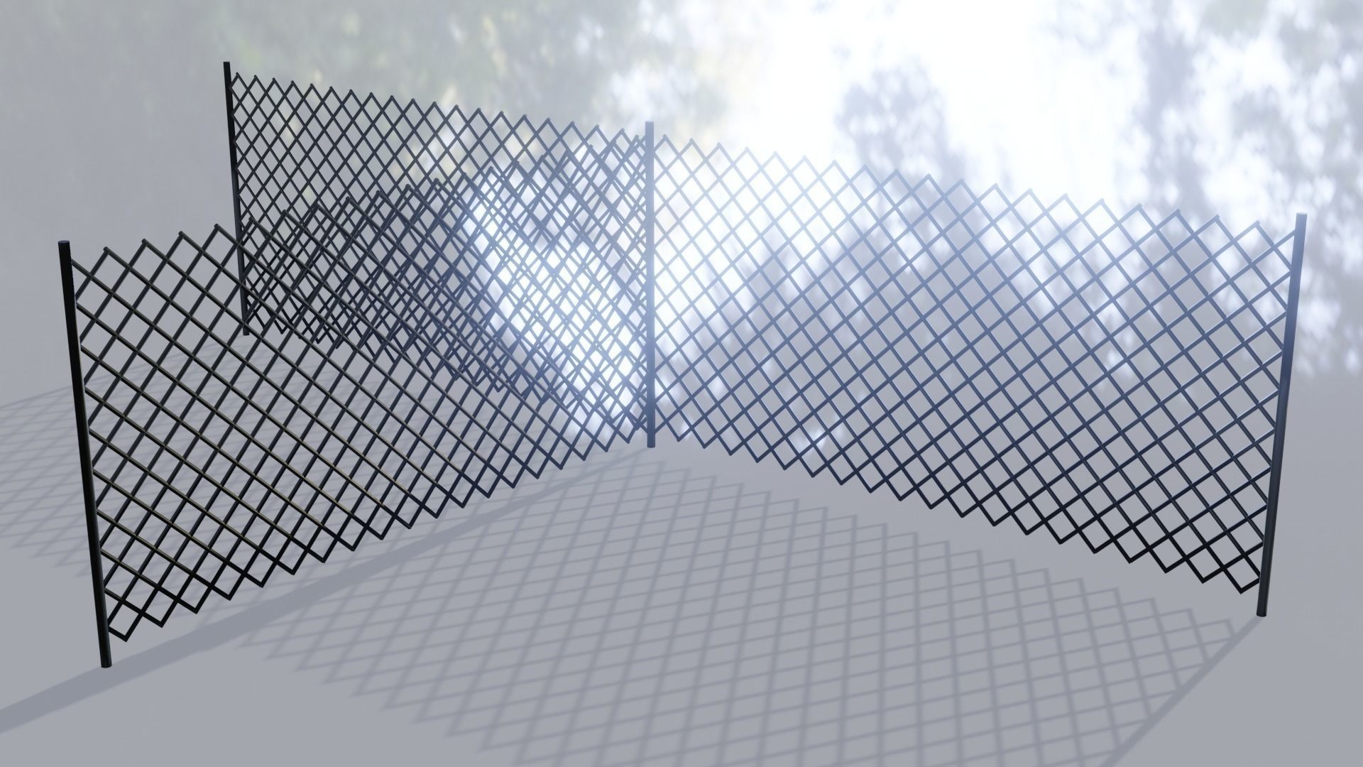 Metallic Fence Low-poly 3D model_10