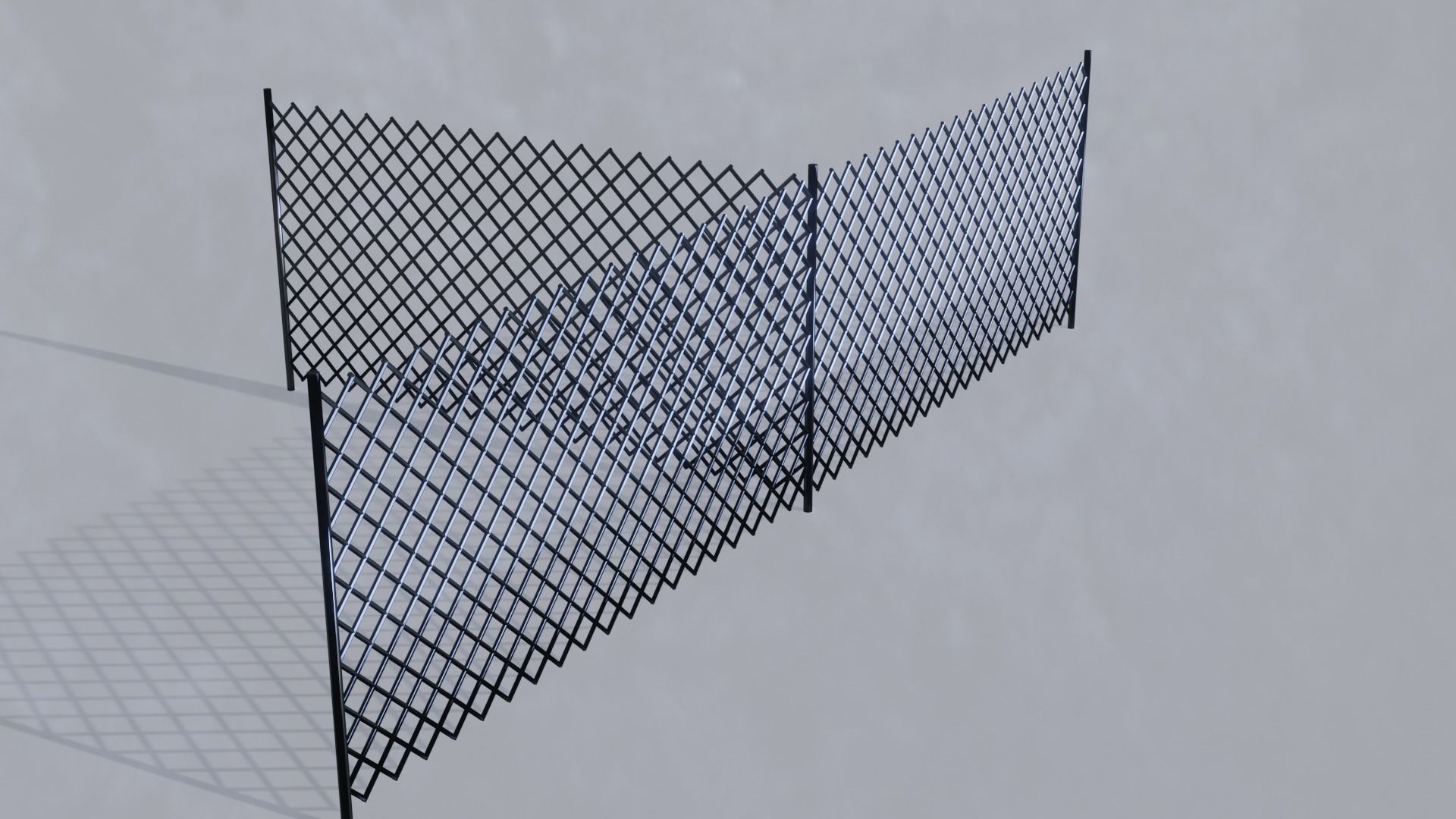 Metallic Fence Low-poly 3D model_11