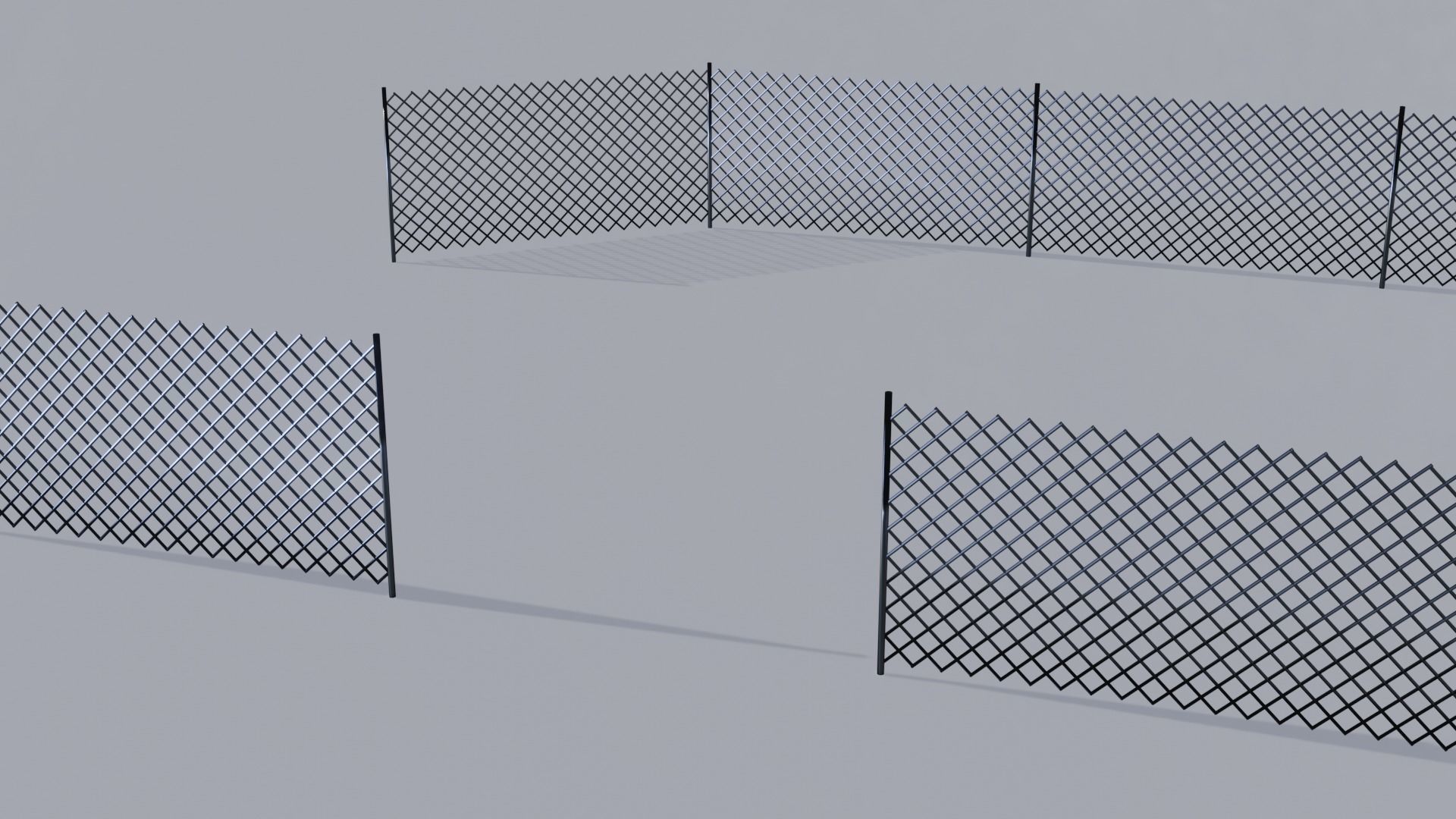 Metallic Fence Low-poly 3D model_15