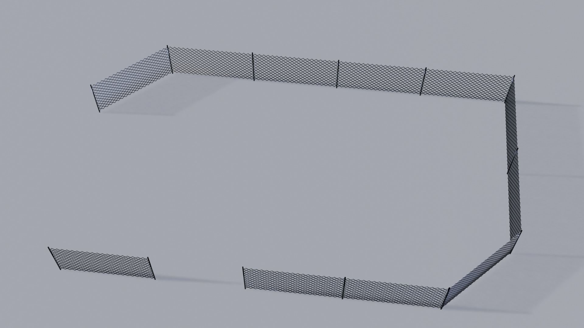 Metallic Fence Low-poly 3D model_17