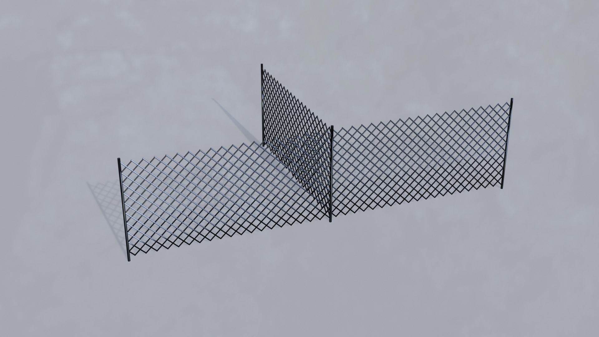 Metallic Fence Low-poly 3D model_12
