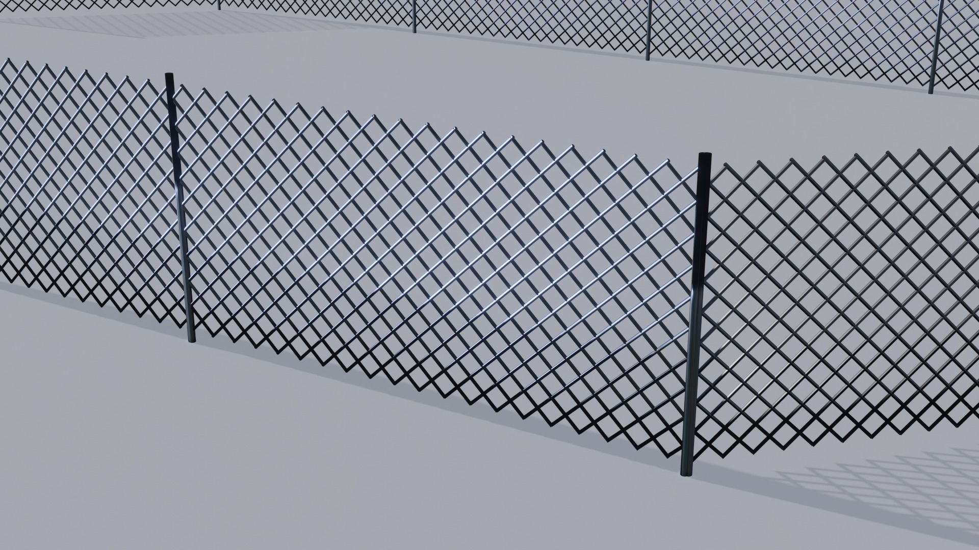 Metallic Fence Low-poly 3D model_4
