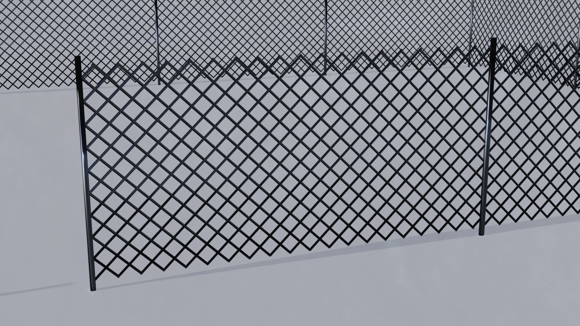 Metallic Fence Low-poly 3D model_3